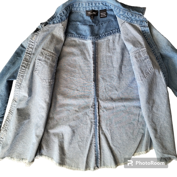 Miss Me womens denim button up western rodeo boho cowgirl beaded embellish top - Picture 11 of 12